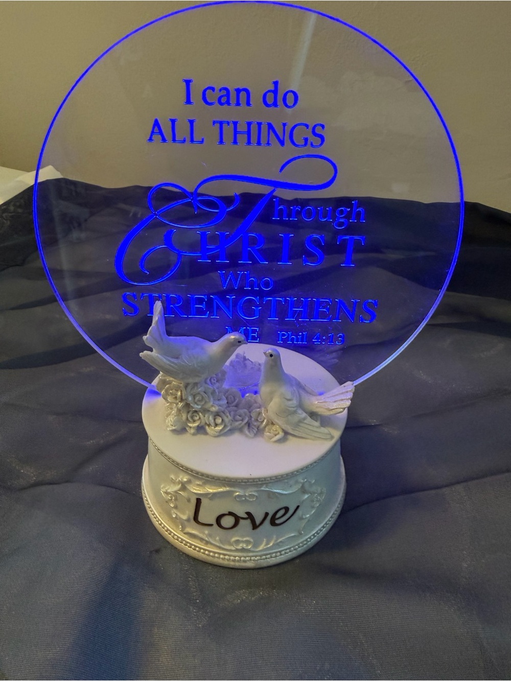 Love Dove LED Plaque with Scripture - White